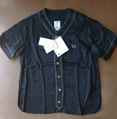 visvim DUGOUT Shirt Peerless Rayon Black Baseball Shirt Size 2 M Japan