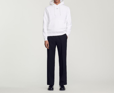 Sandro Paris Men's White Embroidered Logo Cotton Hoodie Size L SHPSW00458
