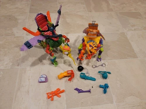 Tmnt Vintage Mega Mutants Killer Bee And Needle Nose Complete