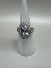 925 Sterling Silver Oval Natural Aquamarine Gemstone Solitaire Ring