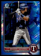 2022 Bowman Draft Chrome Sky Blue Refractor Anthony Gutierrez Texas Rangers