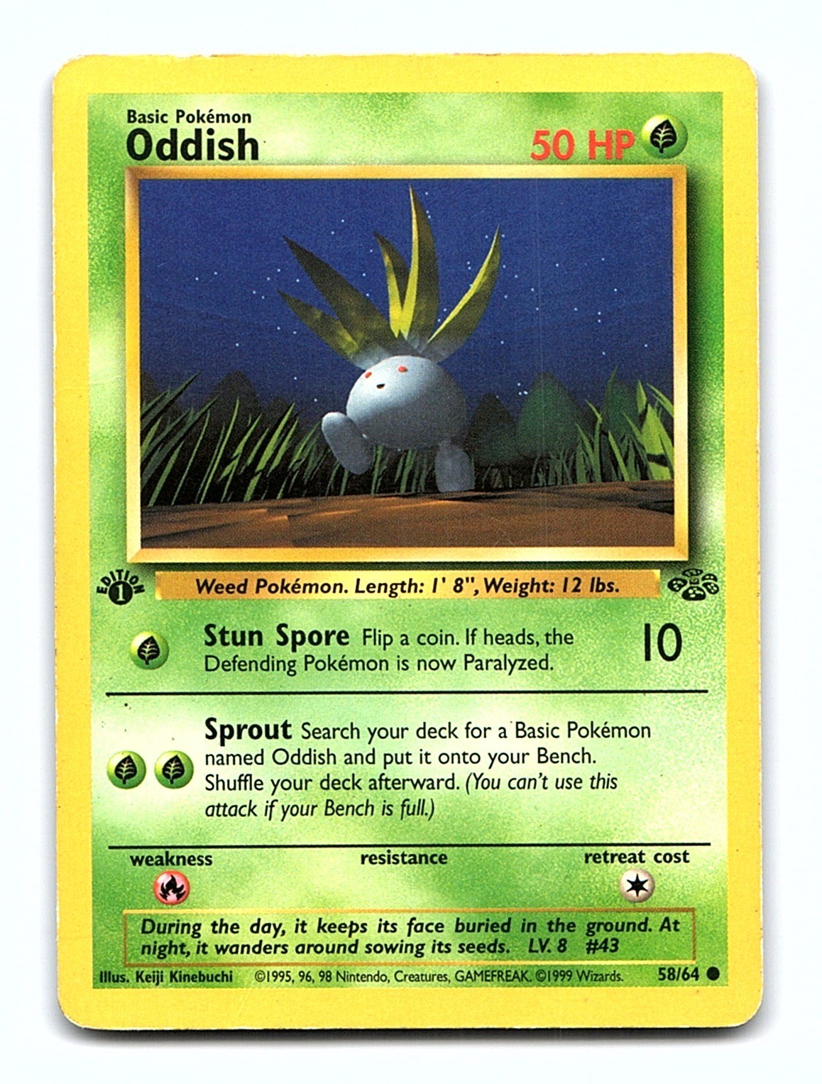 Oddish 58/64 Common Jungle Pokemon 1st Edition Moderately Played