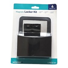 New Black Wexford 4pc Locker Kit Magnetic Organizer Mirror 2 Clips Home Office