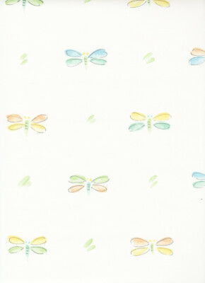 Pastel Dragonflies on White Wallpaper KK5075