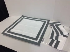 4 Frontgate Hamptons Stripe Linen Kitchen Dining Table Napkins Grey 20"x20"