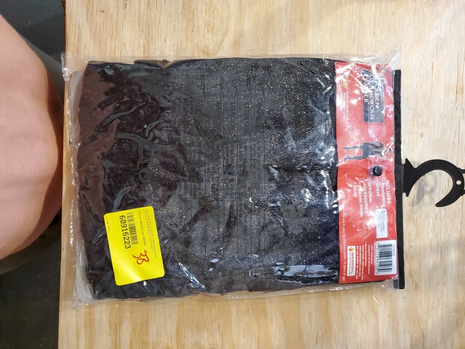 Disfraz de Vestido Roaring Años 20 Aleta Dorado y Negro Adulto X-Pequeño/Pequeño Foto 4 de 4