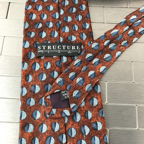 Structure Neck Tie Mens 4x58.5 Silk Half Eclipse Circles Heritage Normcore Retro - Picture 4 of 7