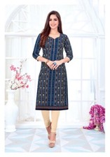 New Indian Pakistani Women Stitched 100 Cotton Kurti L Blue US Seller