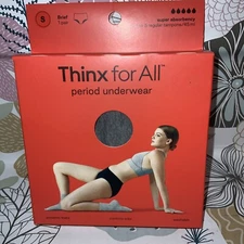 🌺 Thinx For All Period Underwear Brief Panty Super Absorbency Size Small Gray