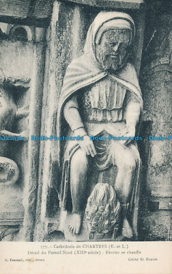 R152777 Cathedrale de Chartres. Detail du Portail Nord. Fevrier se Chauffe. G. F