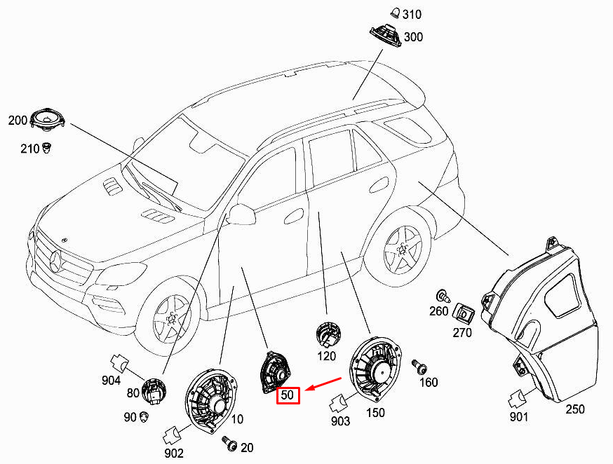 Neu MERCEDES-BENZ ML W166 Vordertürlautsprecher A2318202802 Original