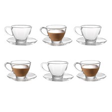 Set of 6 Heat Resistant Handled Black/Green Tea And Coffee With Saucers Set