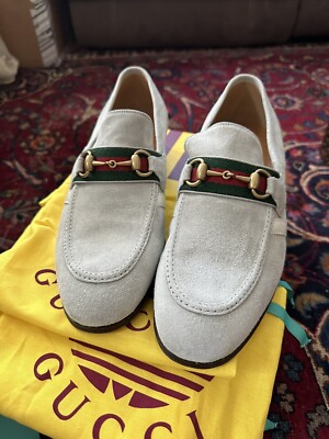 Gucci Men\'s Light Gray Suede Loafers Gucci Luxury Suede Guccissima Mens Horsebit Mocassin Loafers  main image 4