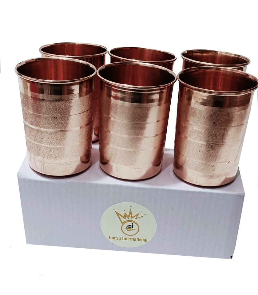 Plain Copper Glass Copper Tumbler Set for Moscow Mules Water Drinking