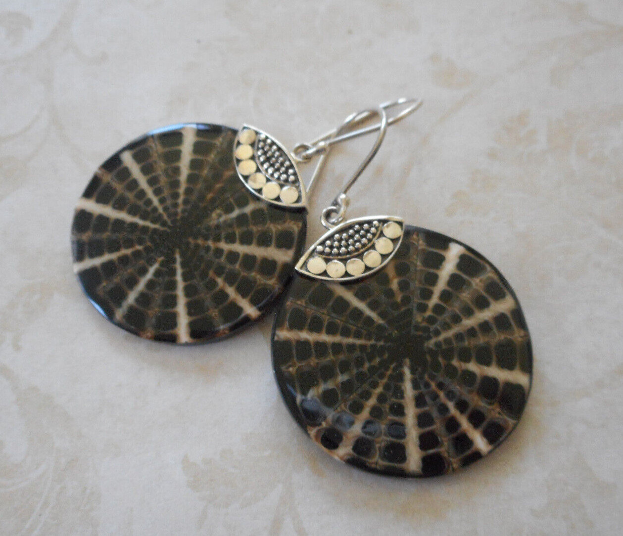 Merva Sterling Silver Shell Design Dangle Earring… - image 6