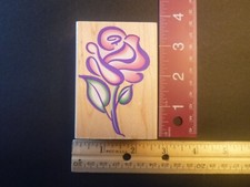 Rose with Stem - Rubber Stamp - Wood Mounted