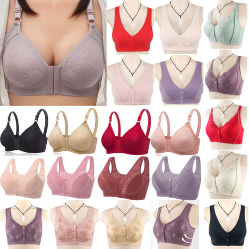 Reggiseno Da Donna Con Chiusura Frontale Ricco Di Cotone Senza Ferretto Non ☆ - Afbeelding 1 van 61