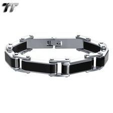 TT  Silver/Black 316L Solid Stainless Steel Bracelet BBR125