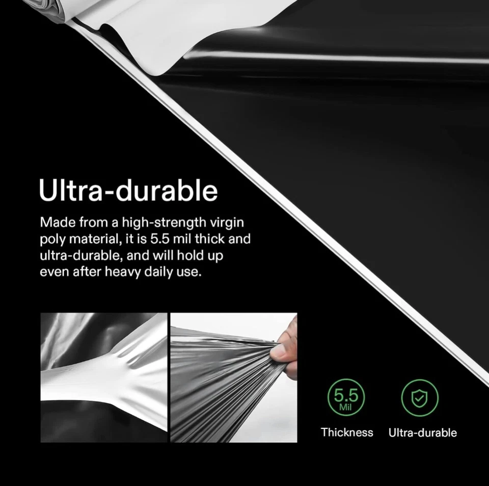 Película de polietileno en blanco y negro de 10' x 50' x 5,5 mm de VIVOSUN Foto 3 de 4