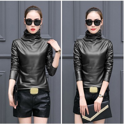Lady Basic Shirts Faux Leather 