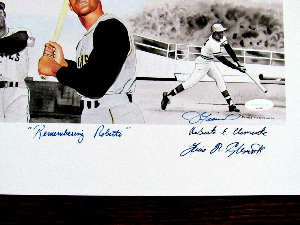 VERA CLEMENTE ROBETO JR & LUIS FAMILY SIGNED AUTO ROBERTO CLEMENTE L/E LITHO IC - Image 4 of 4
