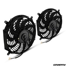 2X UNIVERSAL 12" 12V CURVED BLADE RADIATOR PERFORMANCE UPRATED RAD FANS KIT PAIR