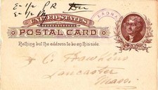 New York Laona c1885 violet double ring double rim cds  1850-1901  Postal Card.