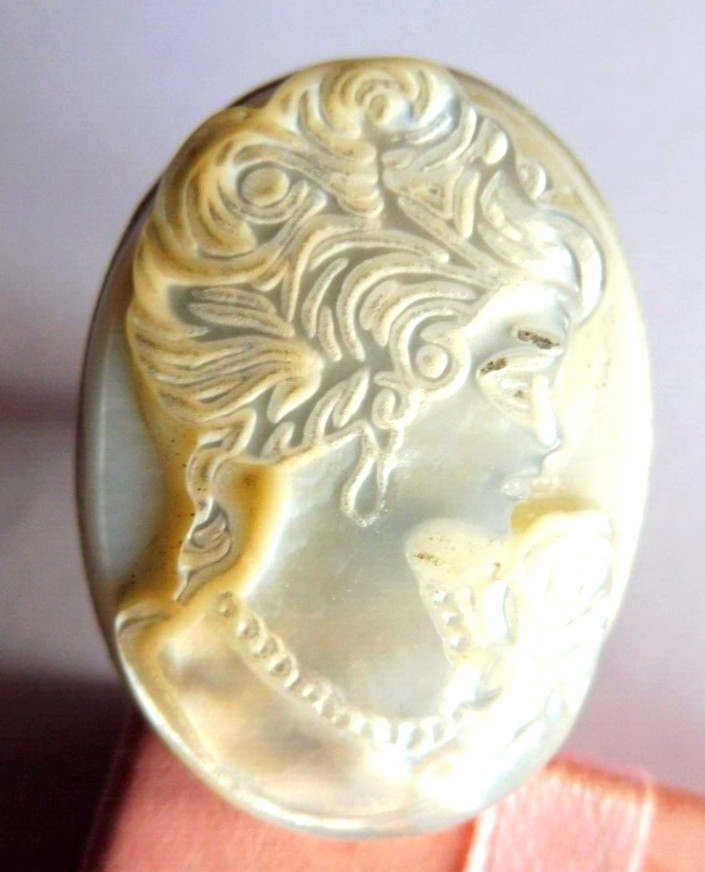 Bague camée nacre véritable ovale argent massif fini les erreurs de taille