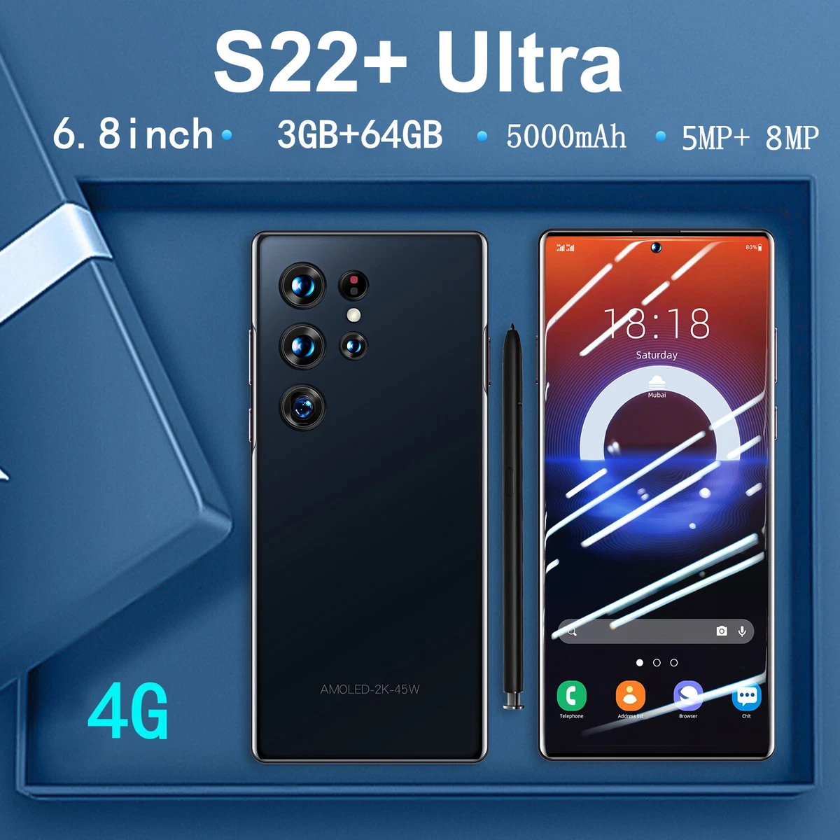 S21 Ultra Unlocked Smartphone for Android 11, Unlocked Cell Phone,5.0 HD Display Face ID 4GB 32GB Mobile Phone Dual SIM,10 Core,5MP 8MP Dual Camera