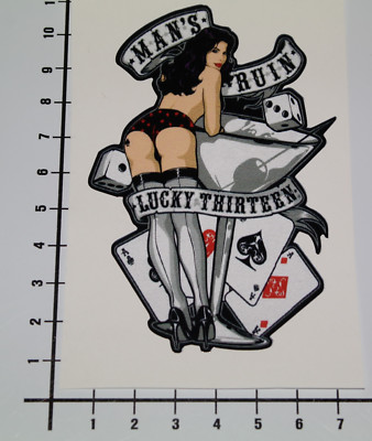 PIN UP MANS RUIN LUCKY THIRTEEN Aufkleber Sticker V8 Poker Girls Las Vegas Pu056