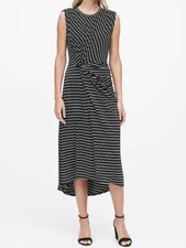 NWT Banana Republic New $98.50 Women Stripe Twist-Front Midi Dress Size XS, S, M