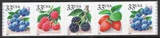 US 1999 NH 3302-05 BERRIES Plate Number Coil Strip of 5  B2211  - Free Ship USA