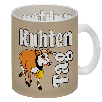 Kuhten Tag Glas Tasse in creme mit Kuh zum Thema Bauernhof