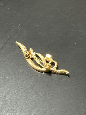 Broche Ancienne Plaqué Or 18k Art Déco - Style Fleurs - Bijou Vintage Français