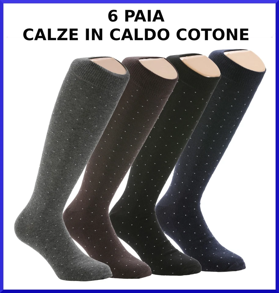 Calze da uomo in caldo cotone lunghe 6 PAIA colorate calzini gambaletti - Immagine 3 di 4