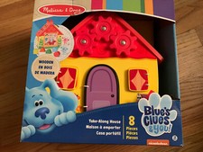 Melissa  Doug Blues Clues  You Fold  Go Take-Along Wooden House Block Playset