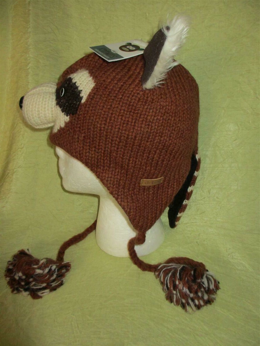 deLux RED PANDA HAT knit ADULT raccoon LINED Costume toque ski cap ...