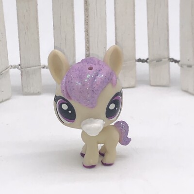 Littlest Pet Shop Coronita Burro White Purple Eyes 270 mini Donky Horse  glitter