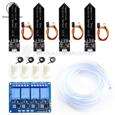 DC5V 4 CH Automatic Watering irrigation DIY Relay Sensor Module Soil Humidity US