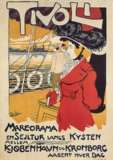 TIVOLI CITY ITALY SHIP TOUR BOAT LADY FASHION HAT TRAVEL VINTAGE POSTER REPRO
