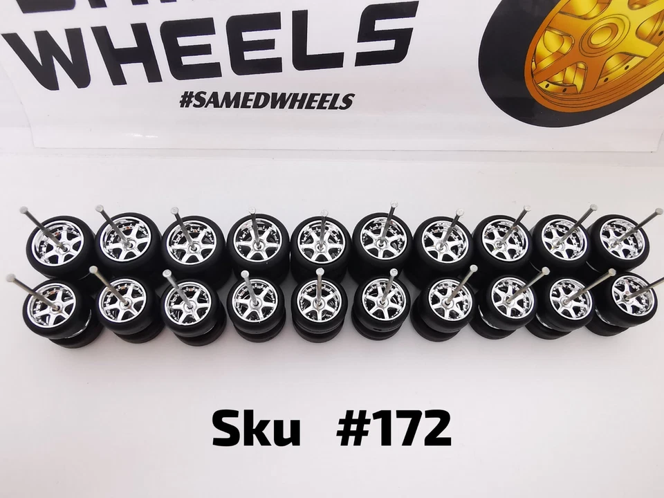 Juego de 10 ruedas cromadas de 10-12 mm 6 radios ruedas de goma 1:64 #172 Foto 2 de 4