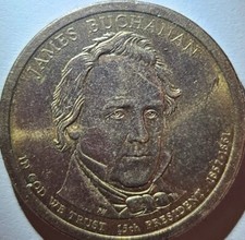 $1 American Non-Magnetic James Buchanan Presidential Coin 2010-P-Position A
