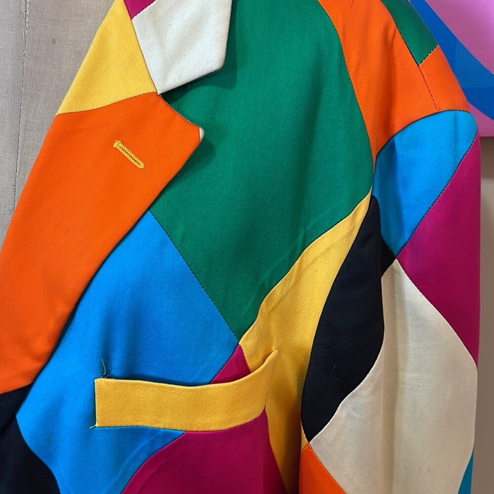 Moschino Cheap and Chic Men's Orange Blue Harlequin Blazer