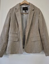 Banana Republic Women's 8P Herringbone Wool Blend Blazer Jacket Dark Academia