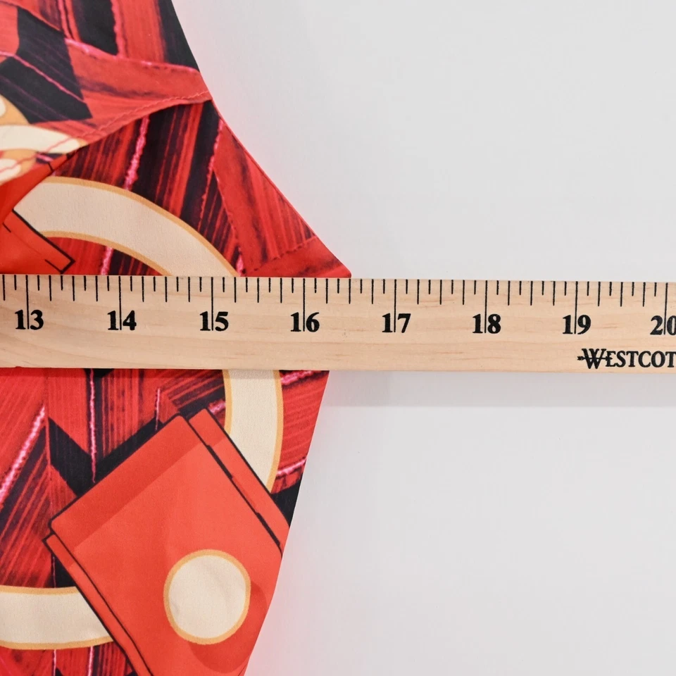 Vestido MARCIANO Talla 2 Cuello Abertura Lateral Multicolor Rojo Cadena Hebilla Estampado Maxi Foto 4 de 4