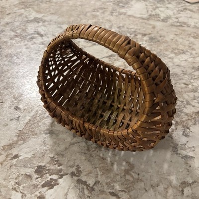 Vintage  Gondola Style Woven Wicker Half Moon Basket