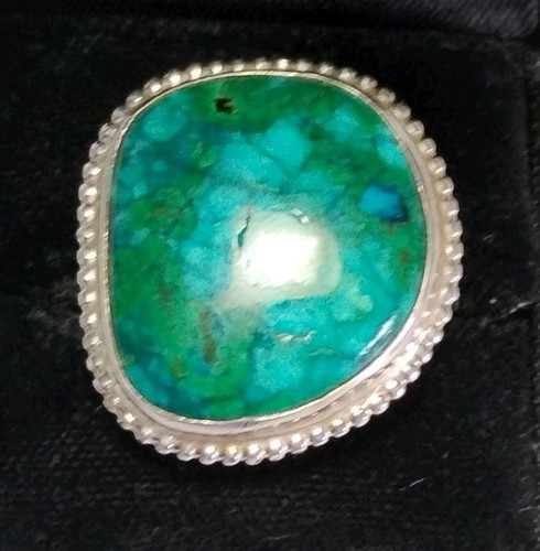 VTG Beautiful Large Turquoise Stone Sterling Silver Ring Sz 9.5 17 Grams 25mm - Bild 2 von 10