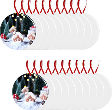 Sublimation Blank Ornaments 4 Inch Round Aluminium Haning Ornament 20 PCS Bulk f