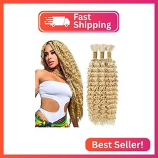 12 12 12 Inch 613 Blonde Human Braiding Hair for Boho Braids Deep Curly 150g 3