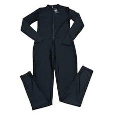 Redfox Women's Medium Catsuit Jumpsuit Black Front Zip Long Sleeve Mock Neck